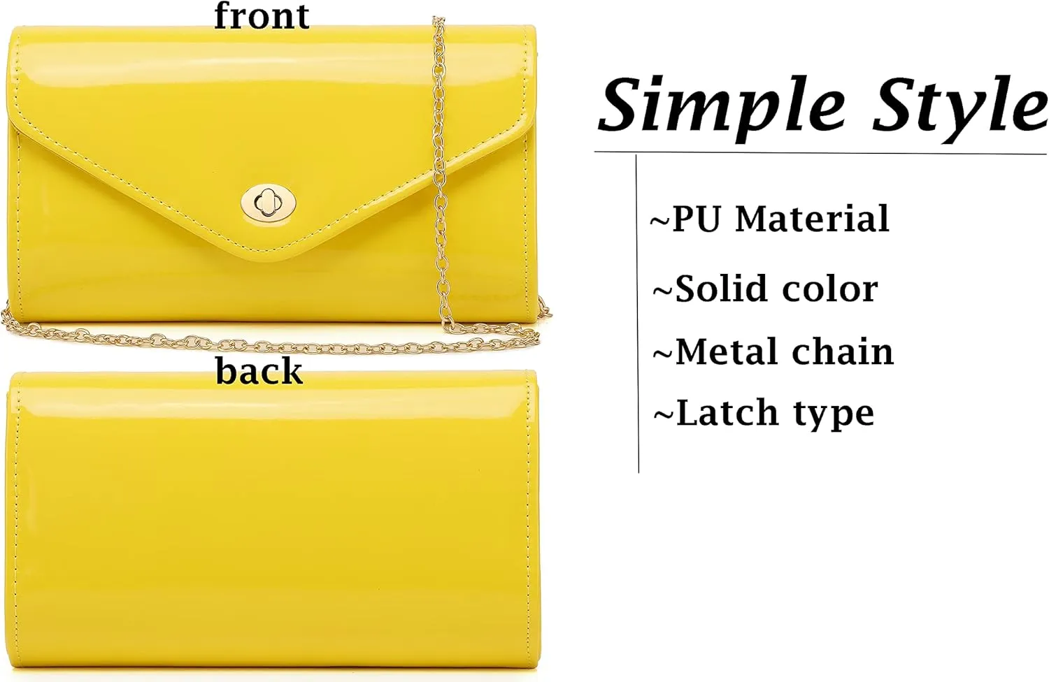 Patent leather envelope purse Shiny candy women's evening handbags for Concert Prom Party Present Handbag Purse