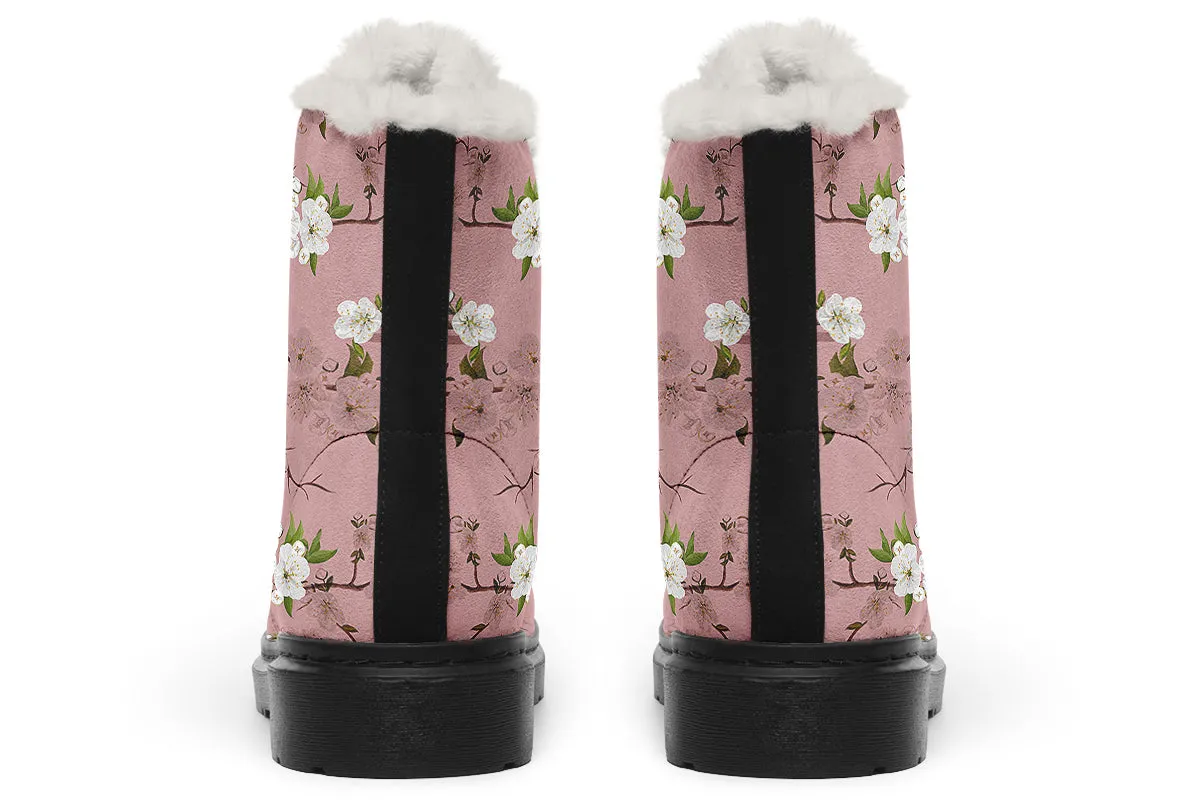 Peach Blossoms Faux Fur Boots