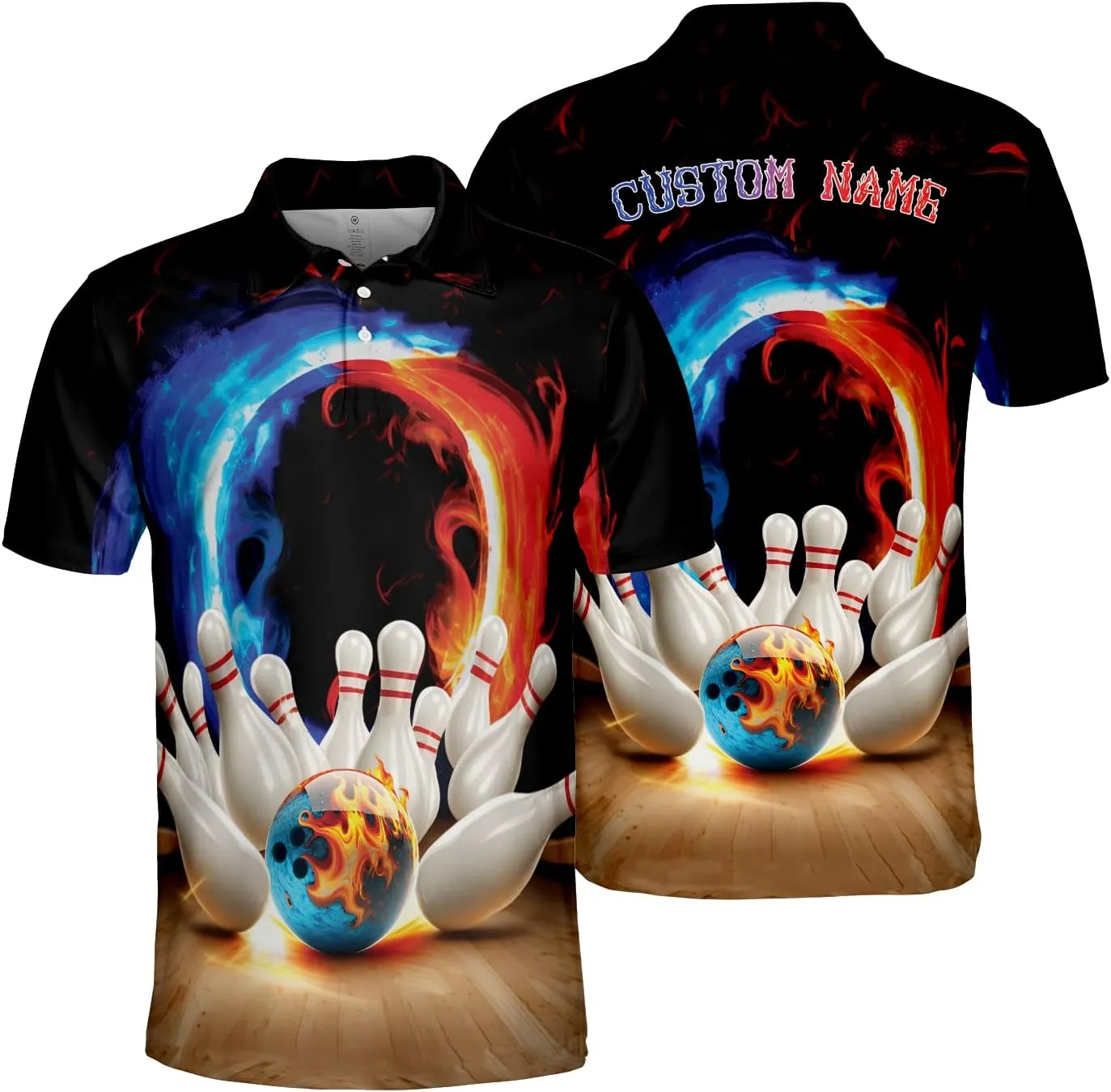 Personalized Bowling Polo Shirts - Quick Dry Short Sleeve Polo Shirts for Bowling Tournaments Series 01