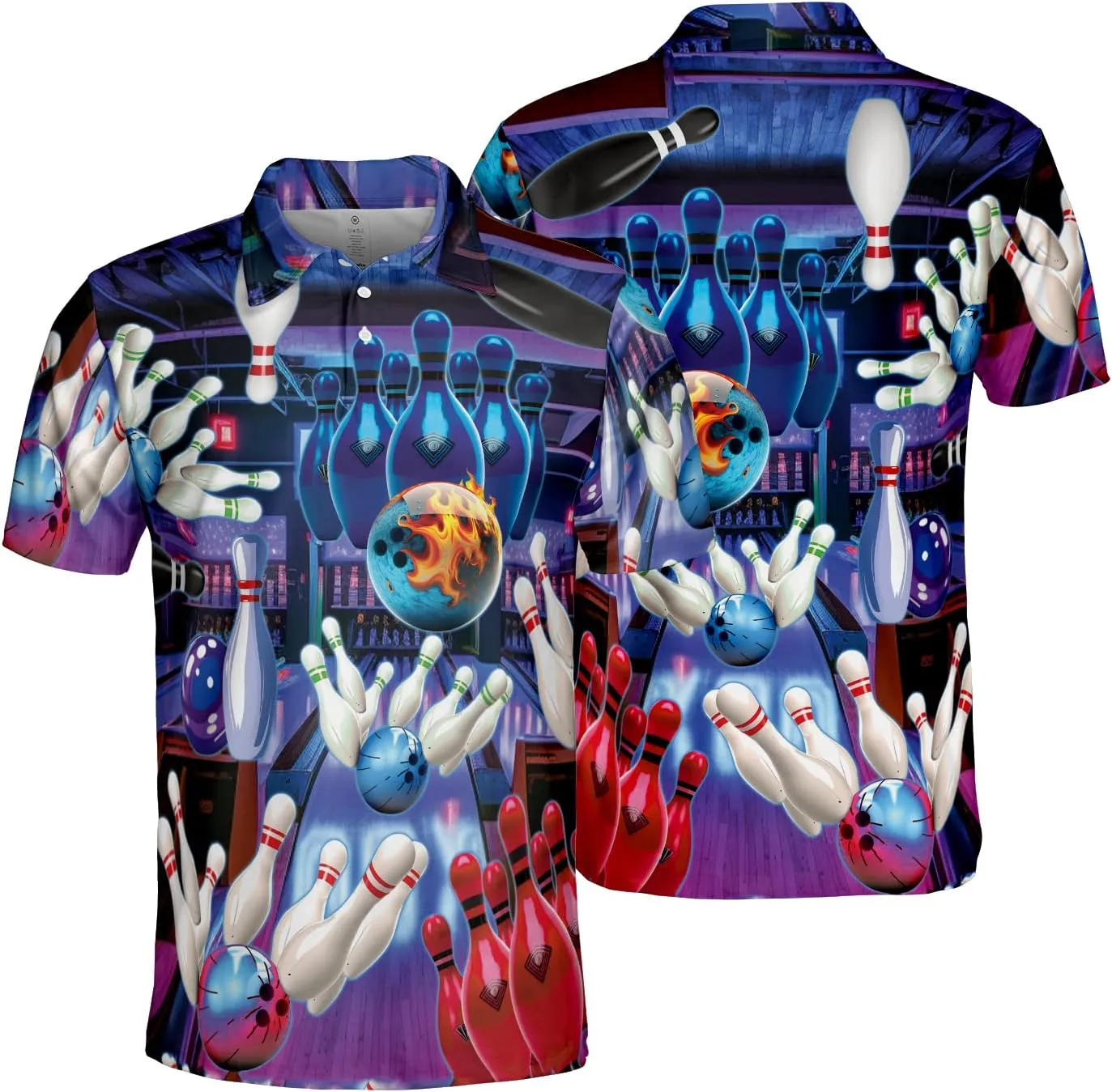 Personalized Men's Bowling Polo Shirts - Quick Dry Short Sleeve Polo Shirts for Bowling Tournaments Series 01