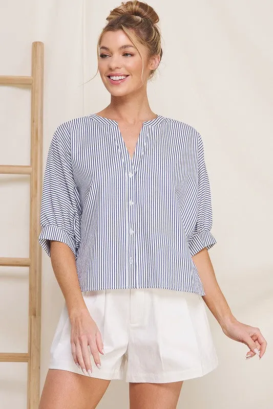 Pinstripe Seersucker Blouse