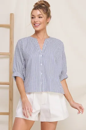 Pinstripe Seersucker Blouse