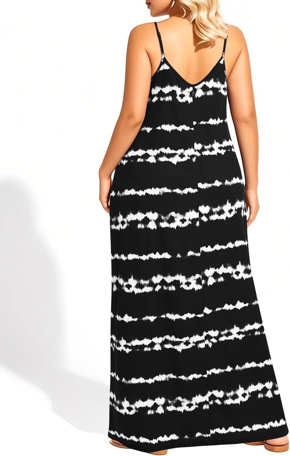 Pinup Fashion Women's Summer Maxi Dress Plus Size Sleeveless Spaghetti Strap Beach Long Dresses