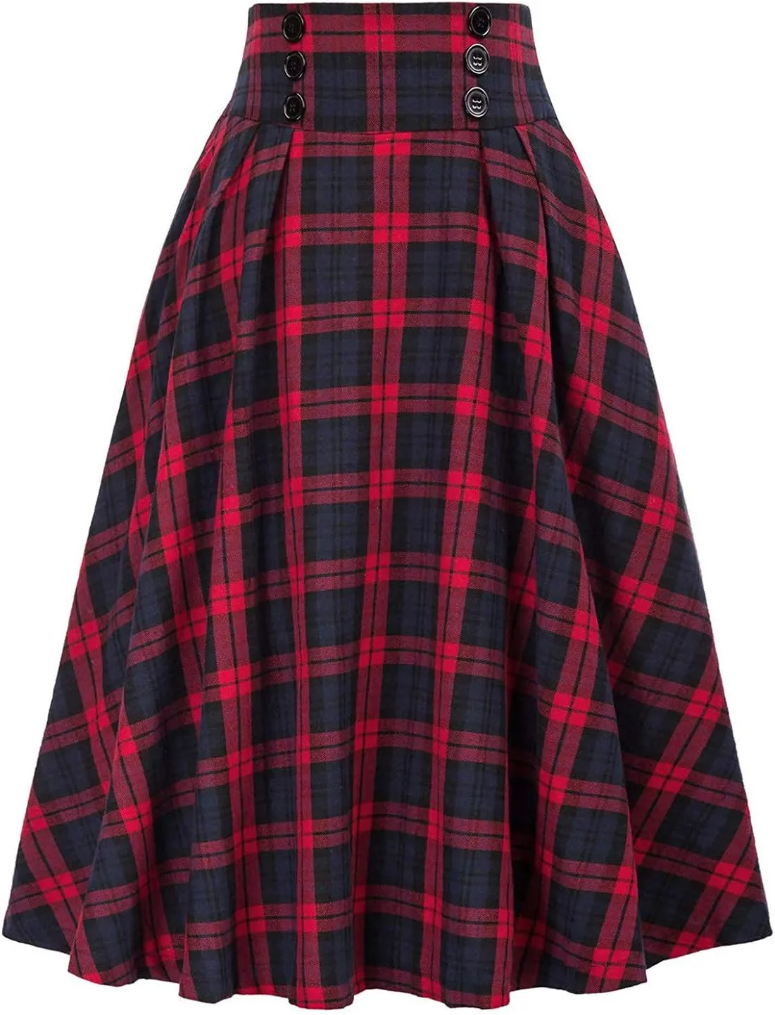 Plaid Printed Skirt Vintage High Waist Women Fashion Midi Skirt Pleated skirts for women trendy Harajuku Casual Summer