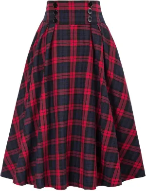 Plaid Printed Skirt Vintage High Waist Women Fashion Midi Skirt Pleated skirts for women trendy Harajuku Casual Summer