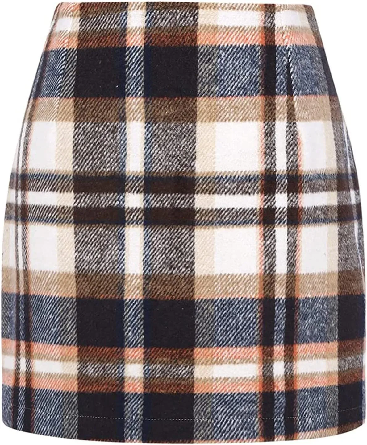 Plaid Skirts for Women Fall High Waisted Wool Bodycon Mini Skirt Casual Trendy Tweed Pencil Skirt A Line Skirt
