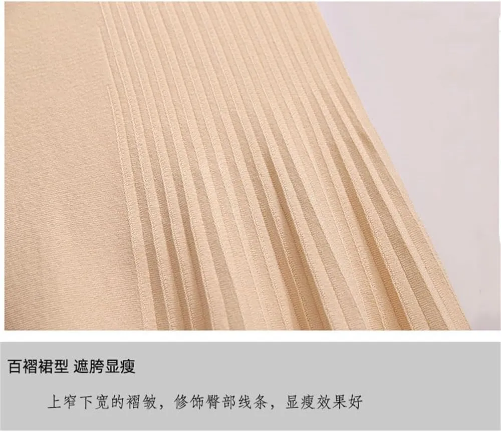 Pleated Knitted Midi Long Skirt for Women Autumn Winter High Waist Slim A-Line Large Swing Skirt Women Sweater Skirts