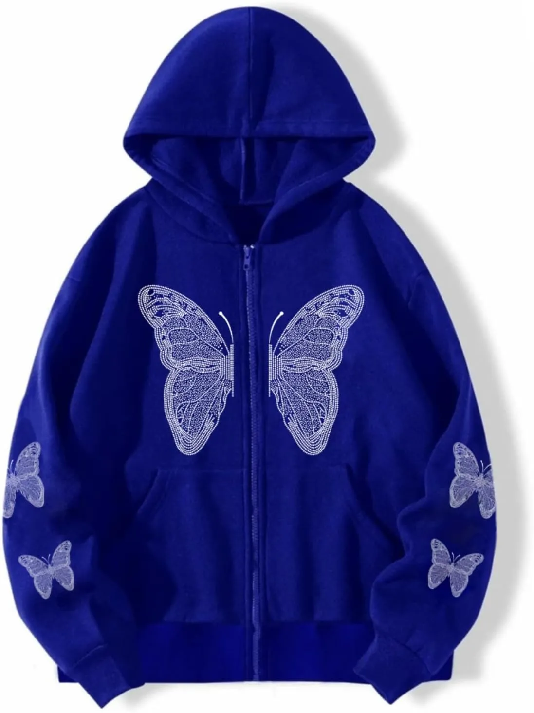 POHADON Women's Y2k Butterfly Zip Up Hoodie Oversized Graphic Print Sweatshirt Vintage Baggy Grunge Aesthetic Alt Emo Jackets