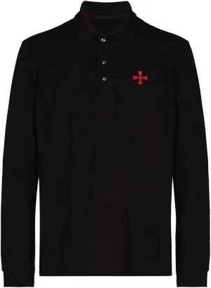Polo Shirts for Men Knights Templar Cross Embroidered Long Sleeve Mens Polo Shirts