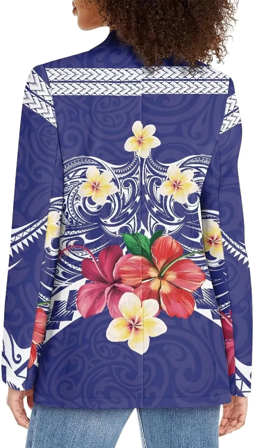 Polynesian Tapa Puletasi Samoan Puletasi Blazer for Woman Plus Size Long Sleeve Blazer Jackets with Pockets