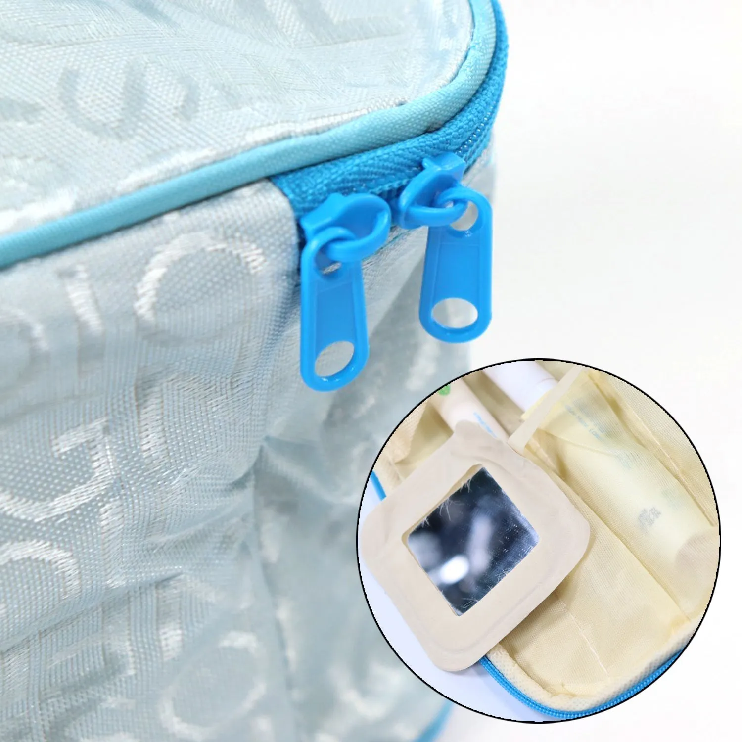 PORTABLE MAKEUP BAG WIDELY USED BY WOMENS FOR STORING THEIR MAKEUP EQUIPMENTS AND ALL WHILE TRAVELLING AND MOVING.