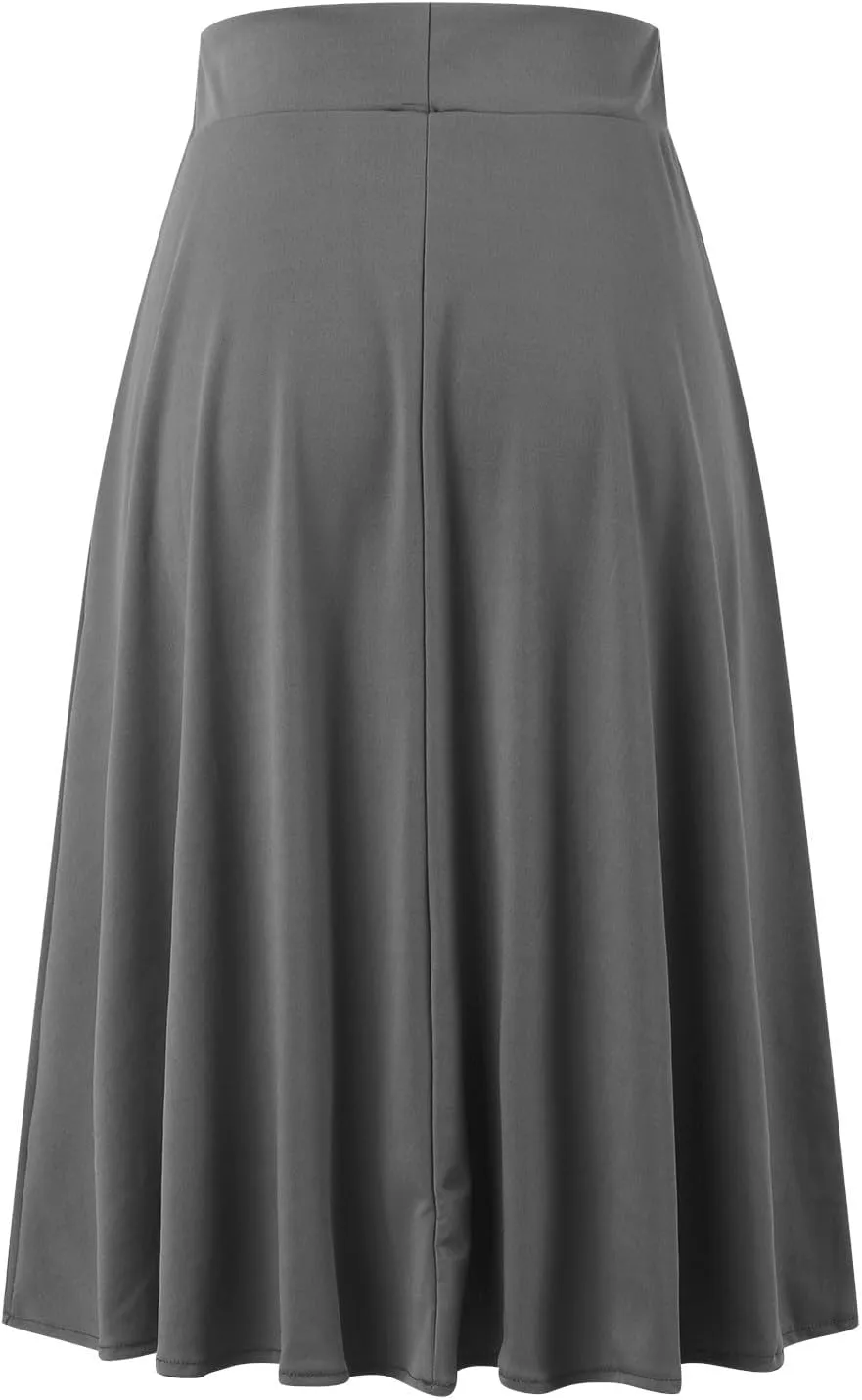 Pullover Skirts for Women High Waisted Casual Midi Length Elastic Waist Skirt with Minimalist Lightweight Fabric