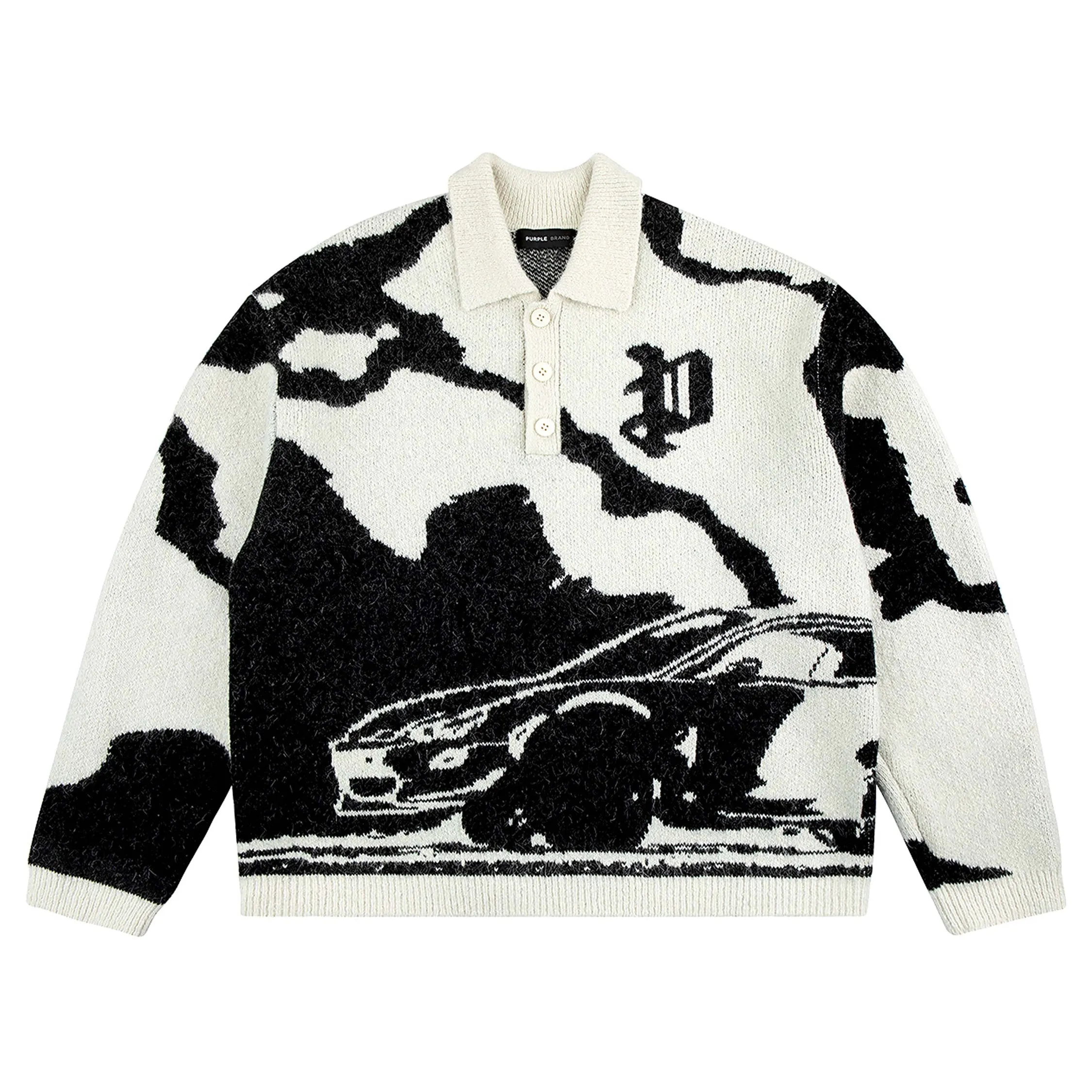 Purple Brand Fireball Polo Sweater
