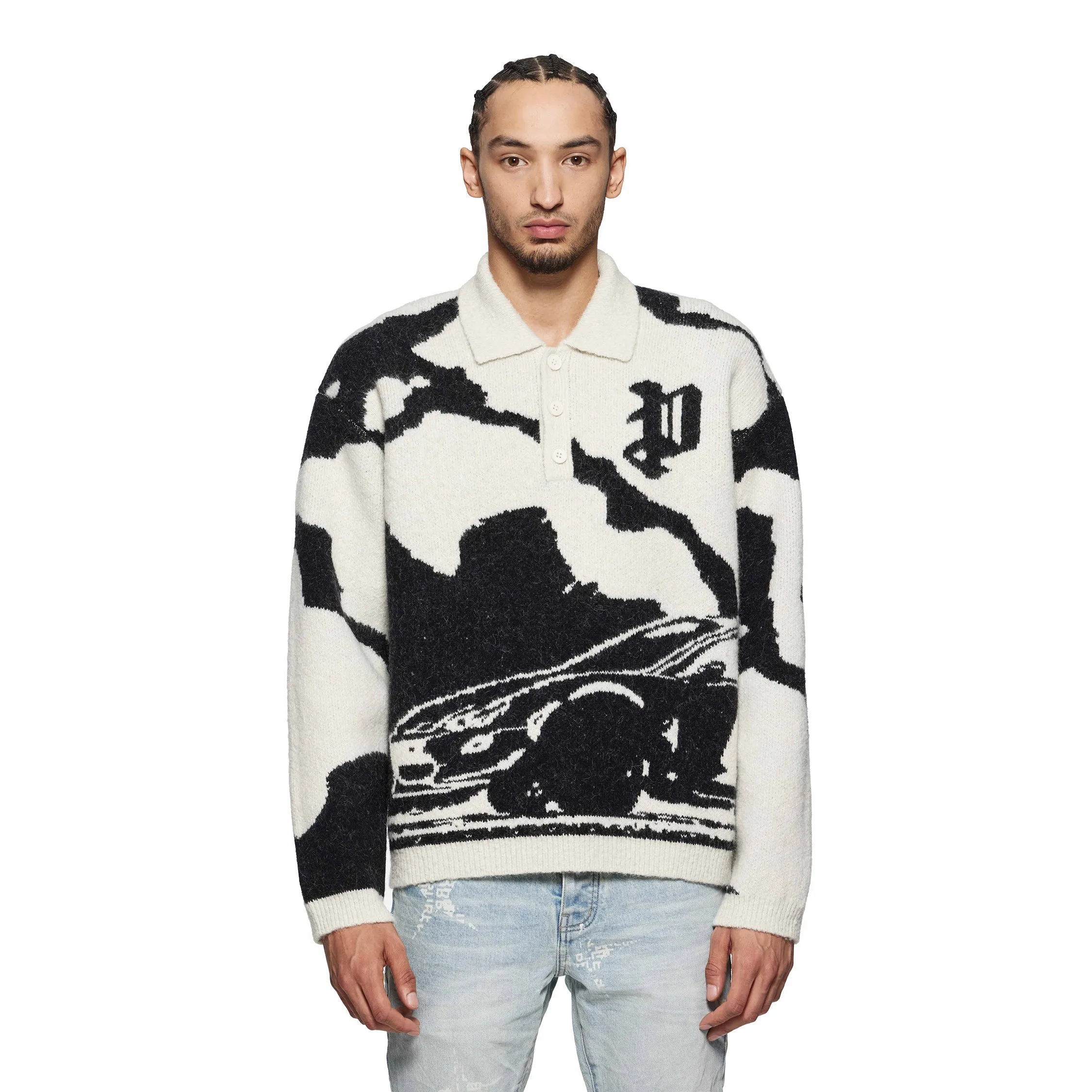 Purple Brand Fireball Polo Sweater