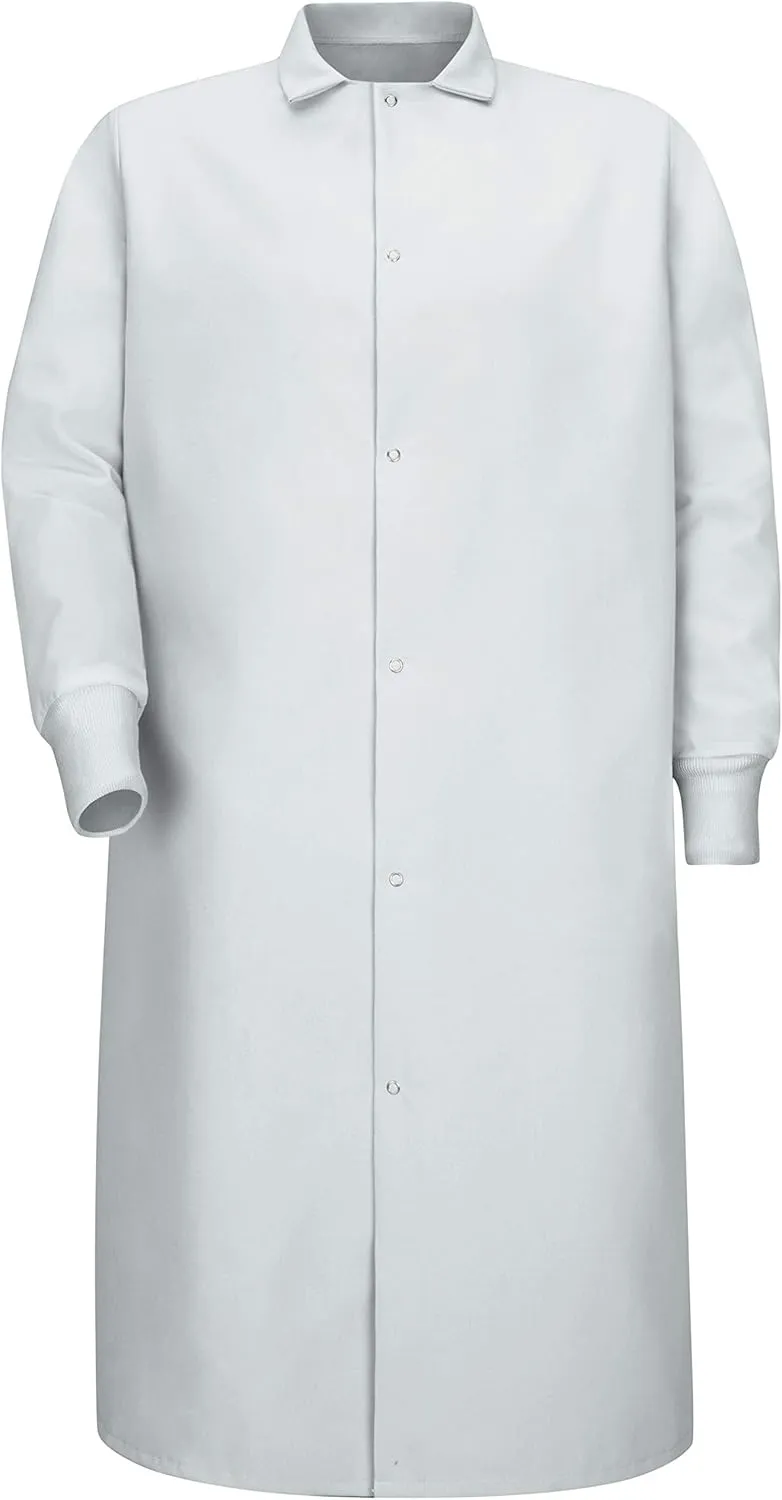 Red Kap Men's Gripper Front Spun Polyester Pocketless Butcher Coat With Knit Cuffs