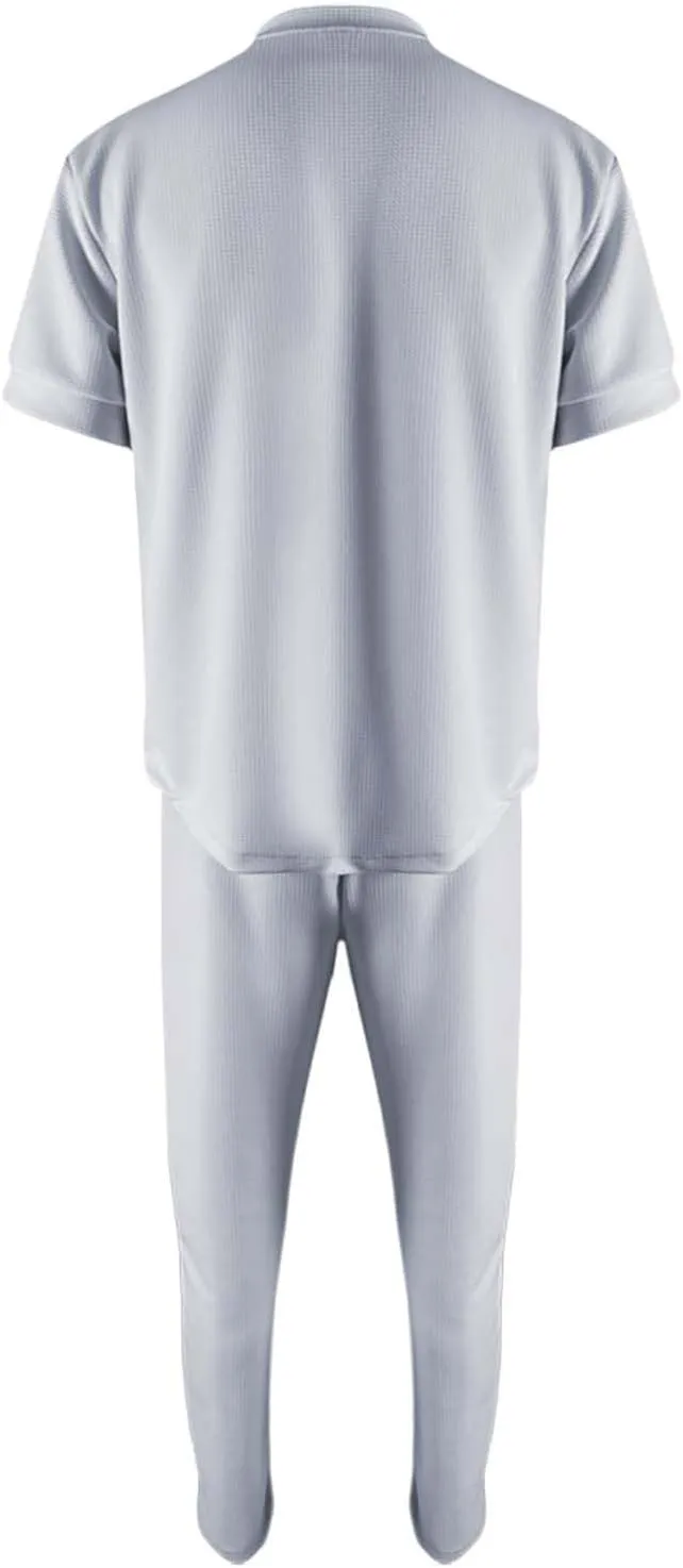 Resort Wear Linen Sets for Men Short Sleeve Quarter Zip Casual Shirts and Drawstrings Long Pants Baggy Beach Yoga Outfits