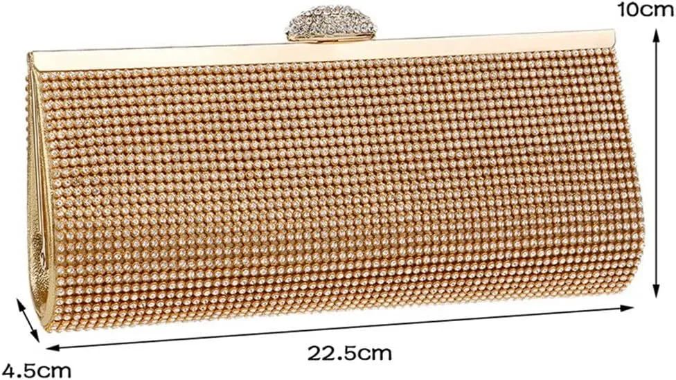 Rhinestones Women Evening Bags with Chain Shoulder Handbags Messenger Small Purse Day Clutches Bag(E)
