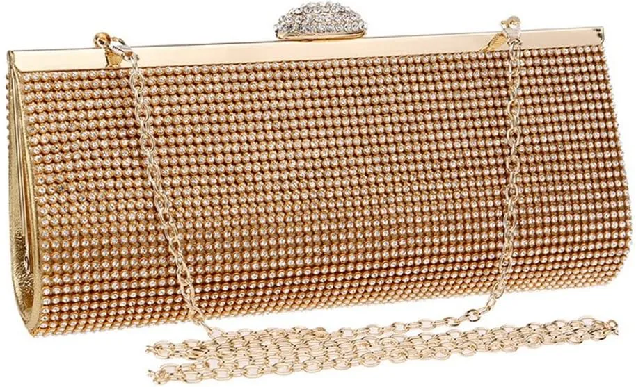 Rhinestones Women Evening Bags with Chain Shoulder Handbags Messenger Small Purse Day Clutches Bag(E)