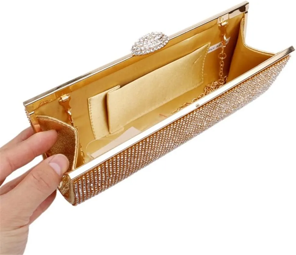 Rhinestones Women Evening Bags with Chain Shoulder Handbags Messenger Small Purse Day Clutches Bag(E)
