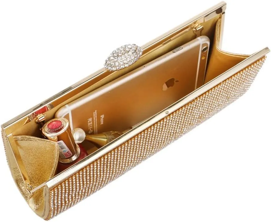Rhinestones Women Evening Bags with Chain Shoulder Handbags Messenger Small Purse Day Clutches Bag(E)