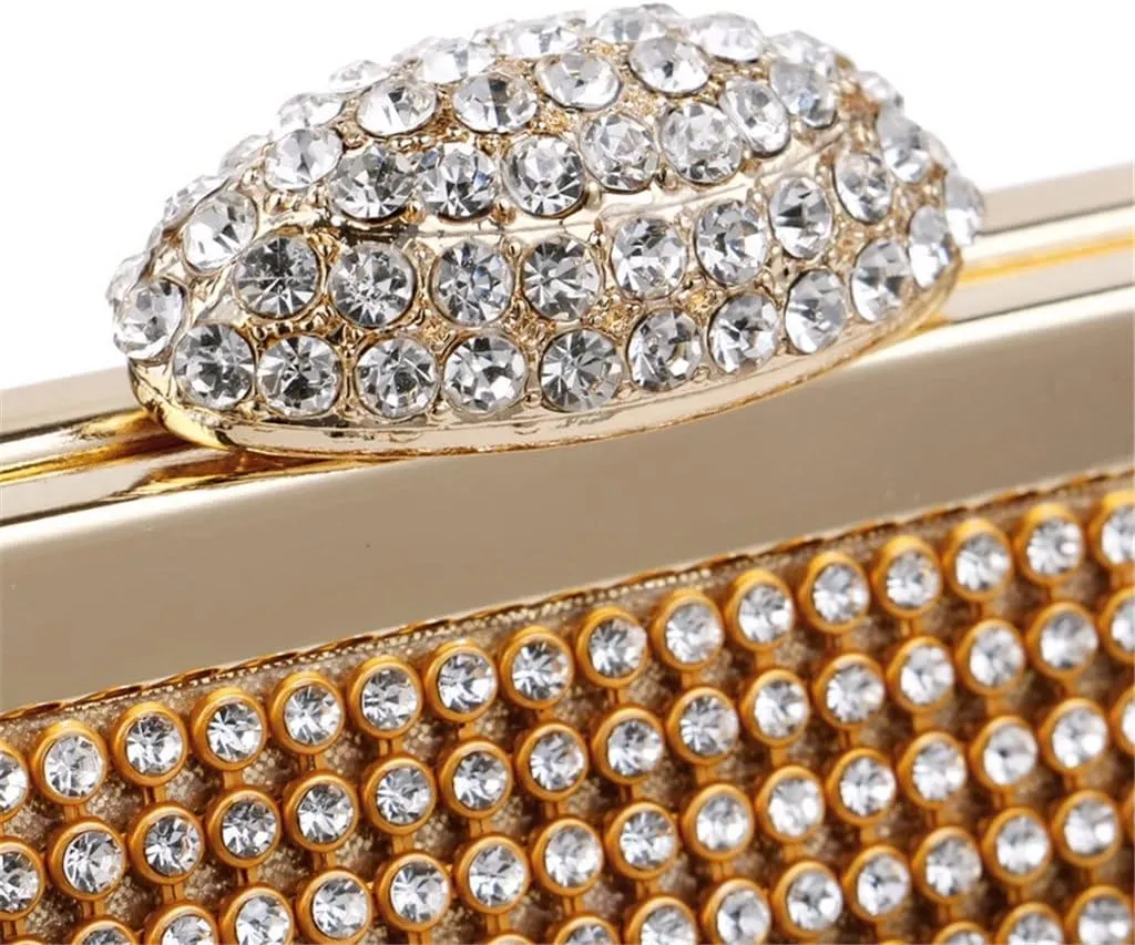 Rhinestones Women Evening Bags with Chain Shoulder Handbags Messenger Small Purse Day Clutches Bag(E)