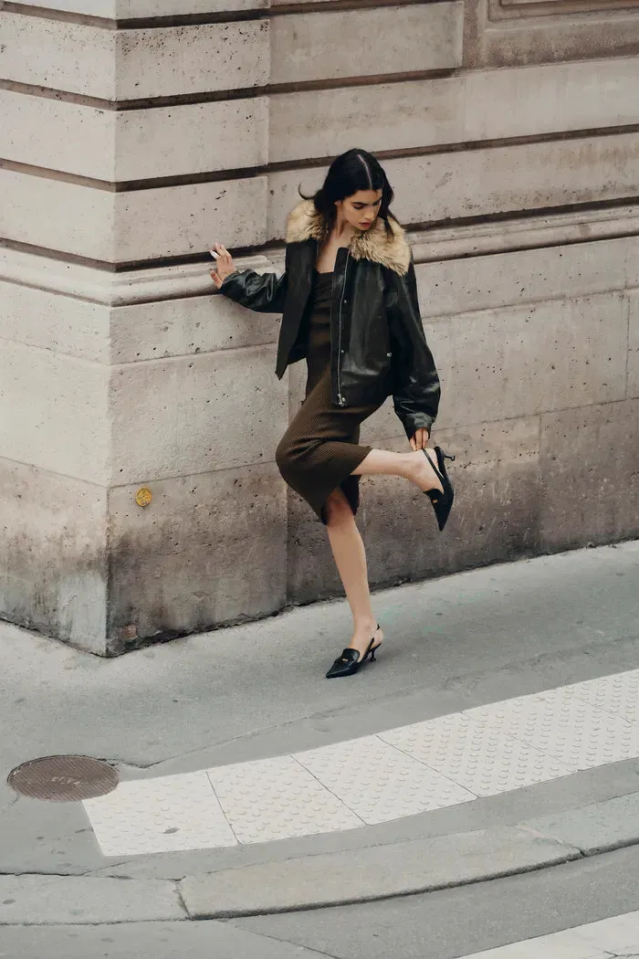Ria Removable Quilted Lining Jacket in Vegan Leather with Faux Fur