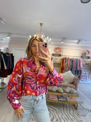 ROJA FLORAL PRINTED BLOUSE ROSE
