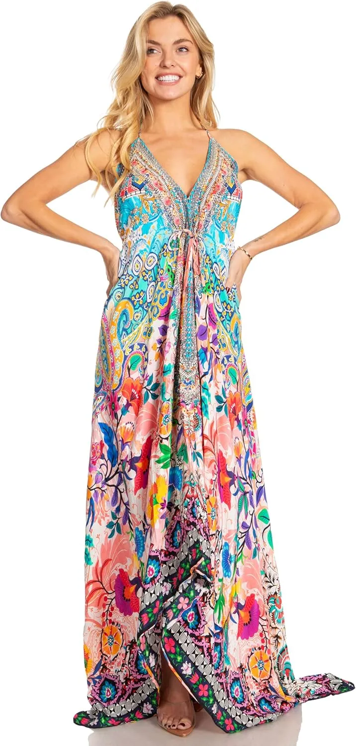 Sakkas Lizi 2025 Womens Maxi High-Low Halter Handkerchief Long Dress Beach Party