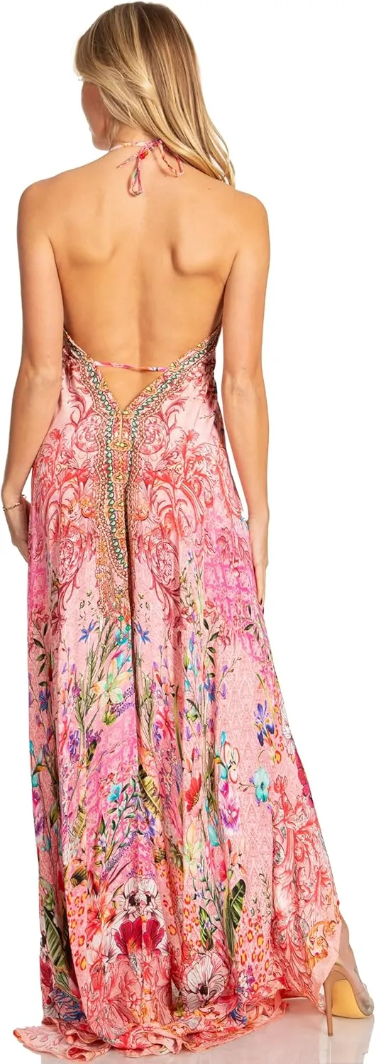 Sakkas Lizi 2025 Womens Maxi High-Low Halter Handkerchief Long Dress Beach Party