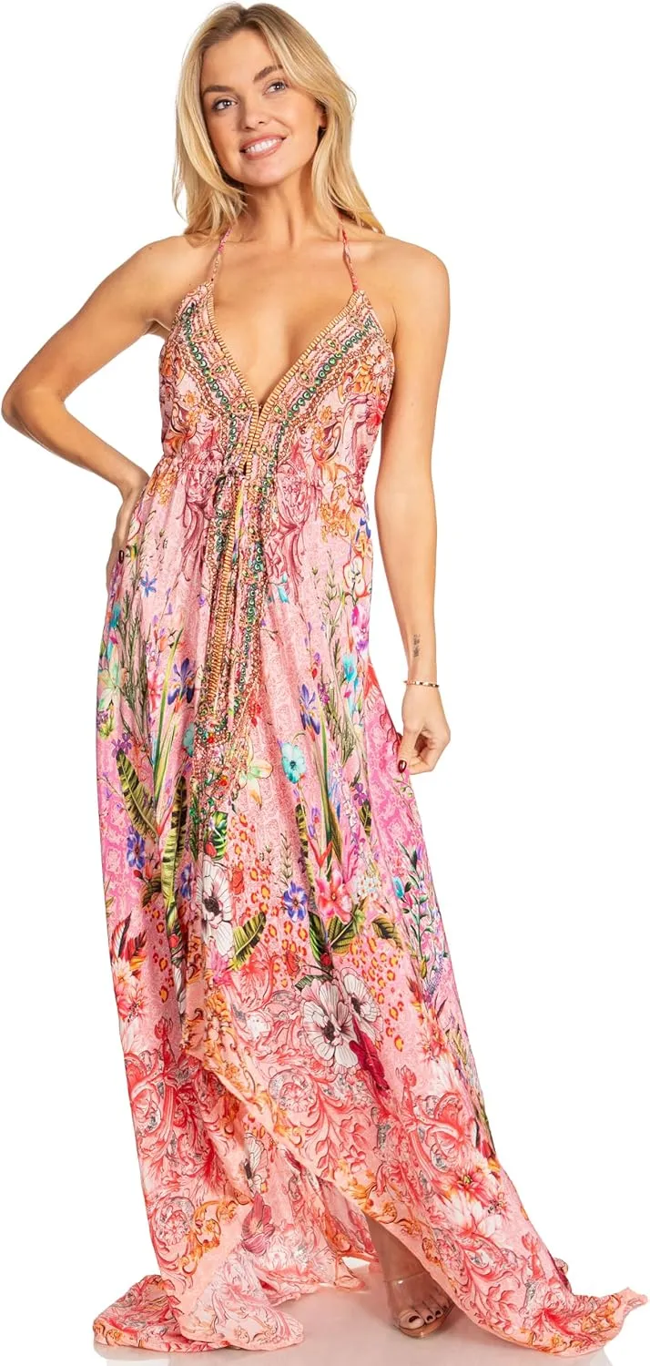 Sakkas Lizi 2025 Womens Maxi High-Low Halter Handkerchief Long Dress Beach Party
