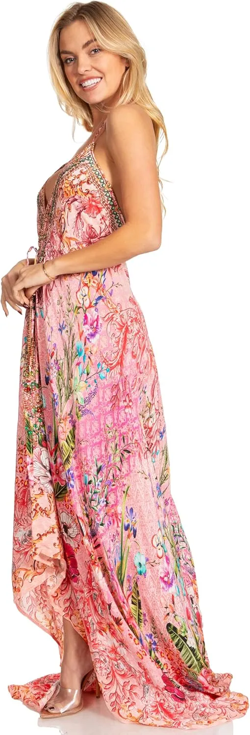 Sakkas Lizi 2025 Womens Maxi High-Low Halter Handkerchief Long Dress Beach Party