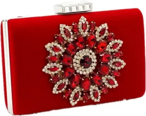 Shiratori Series-Glitter Rhinestone Floral Evening Bag Party Handbags Wedding Clutches Purse
