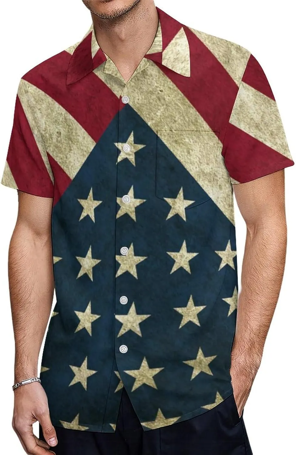 Shirts for Men Short Sleeve Beach Shirt Casual Button Down Shirts Tops Quick Dry with Designs