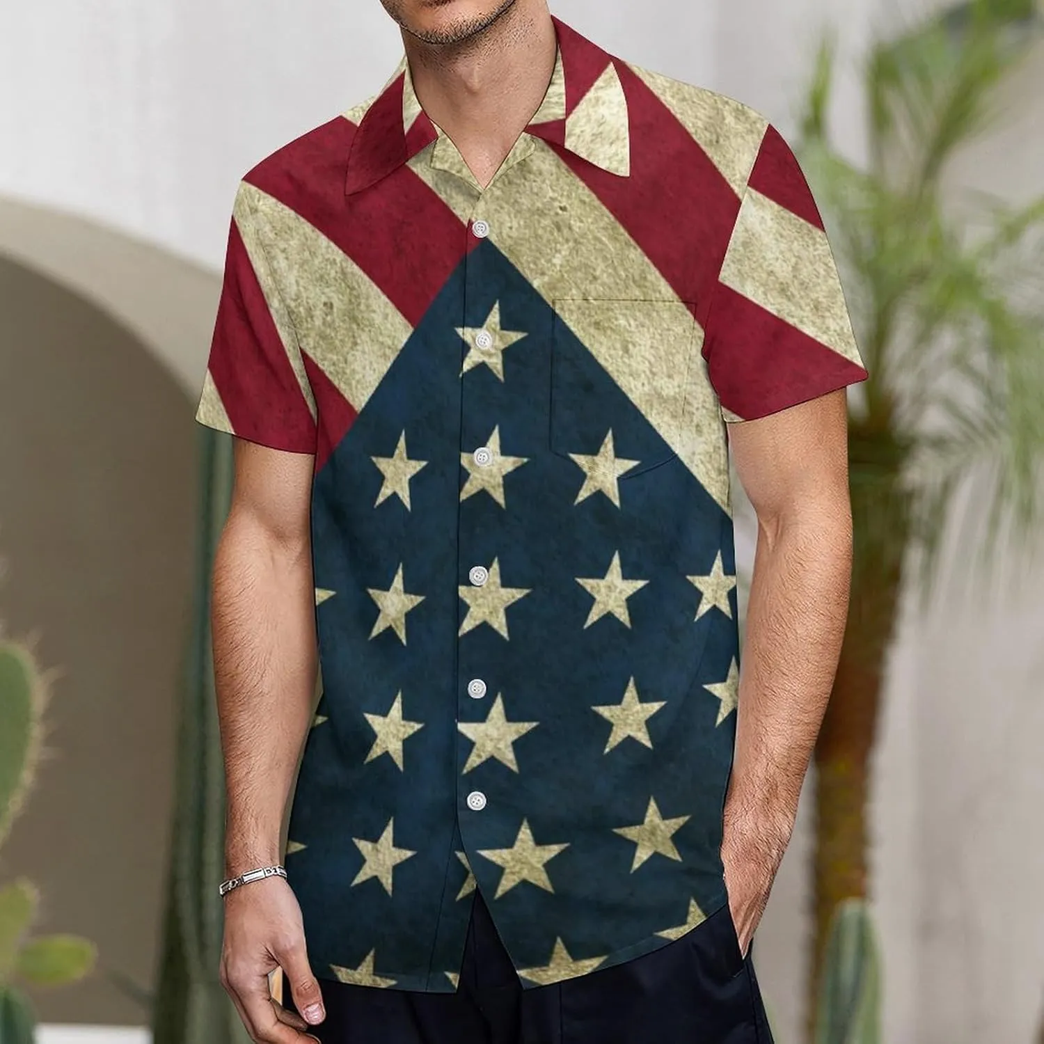 Shirts for Men Short Sleeve Beach Shirt Casual Button Down Shirts Tops Quick Dry with Designs