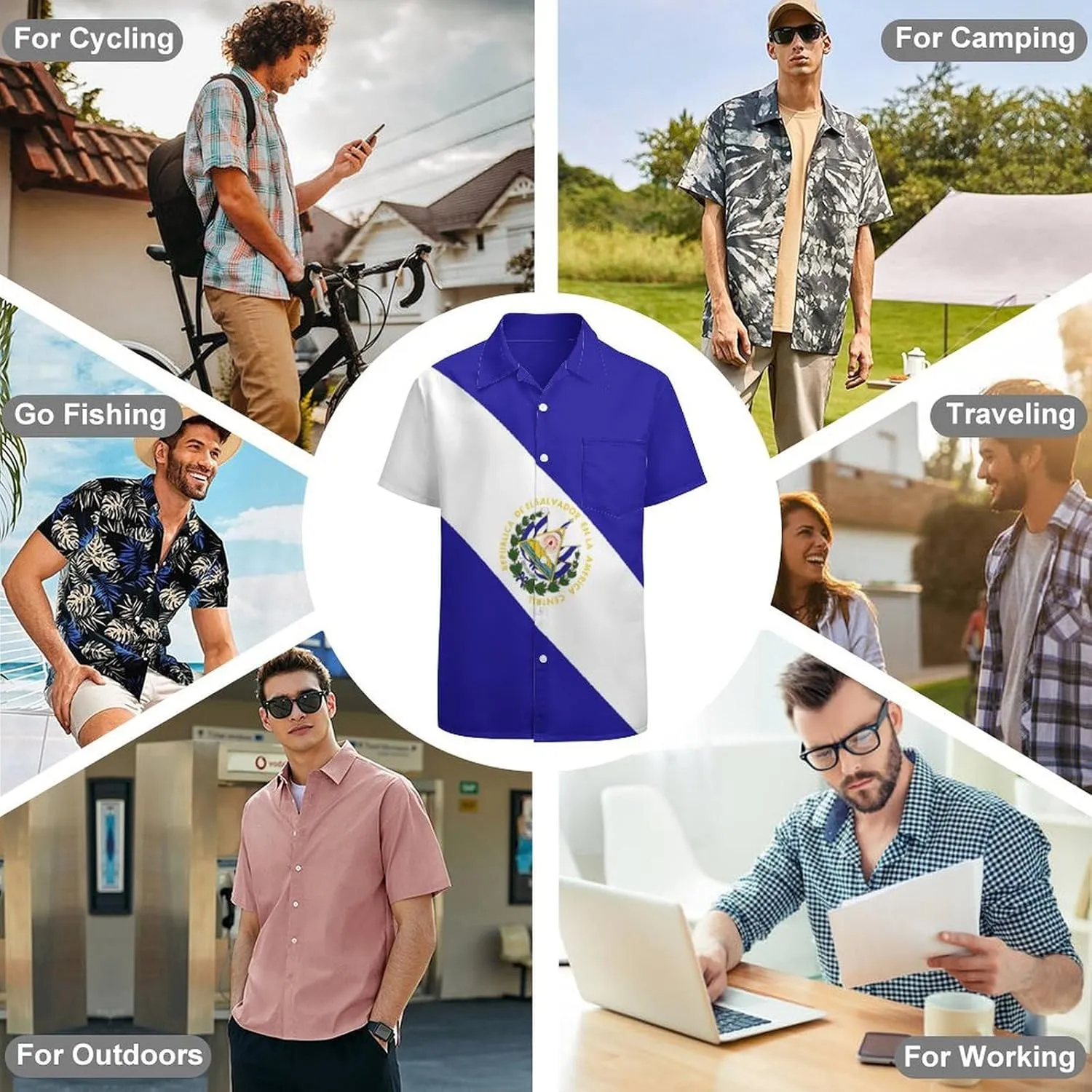 Shirts for Men Short Sleeve Beach Shirt Casual Button Down Shirts Tops Quick Dry with Designs
