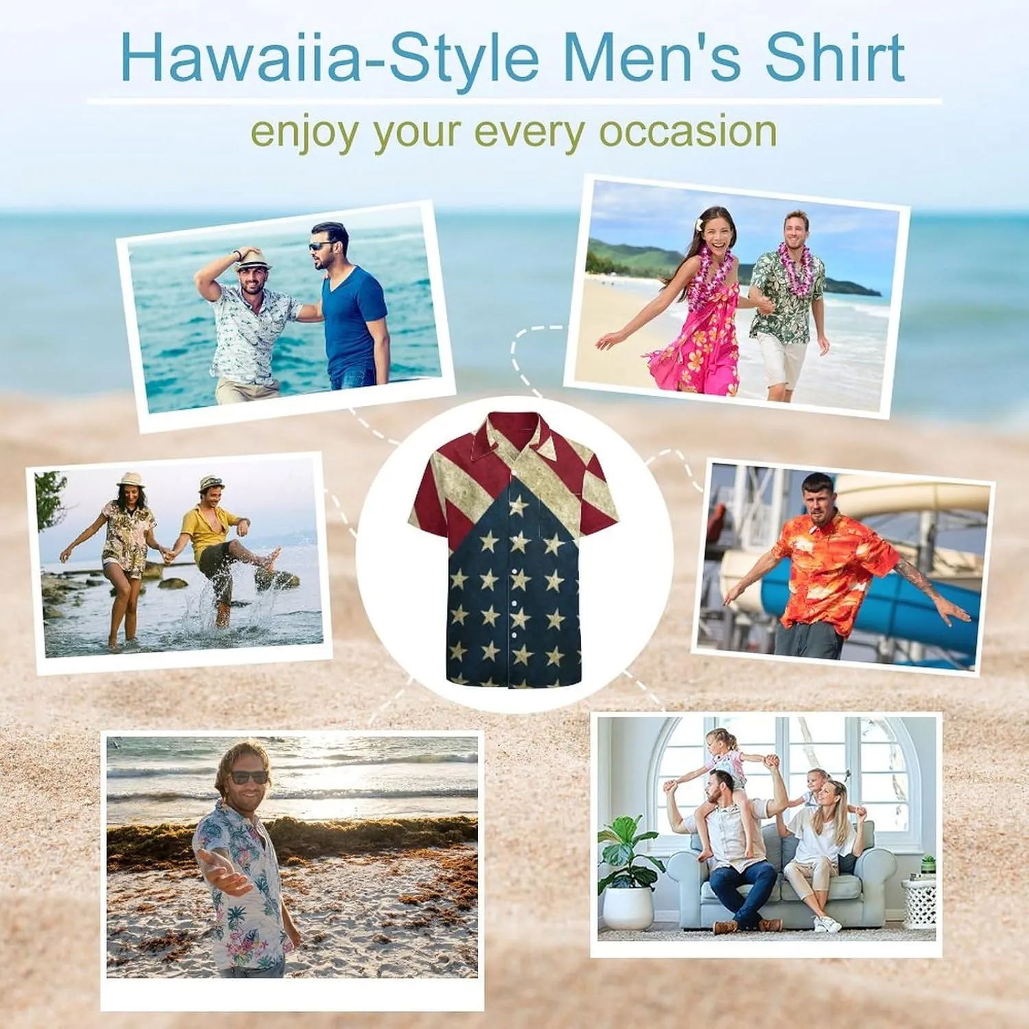 Shirts for Men Short Sleeve Beach Shirt Casual Button Down Shirts Tops Quick Dry with Designs