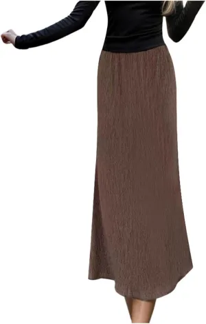 Skirts for Women Elegant Women's High Waist Midi Skirt Vintage French Pleated A Line Flared Slimming Fashion