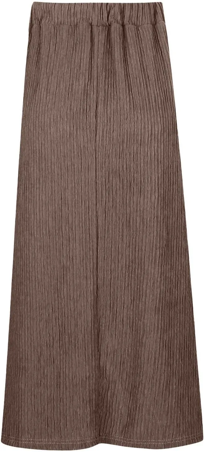 Skirts for Women Elegant Women's High Waist Midi Skirt Vintage French Pleated A Line Flared Slimming Fashion