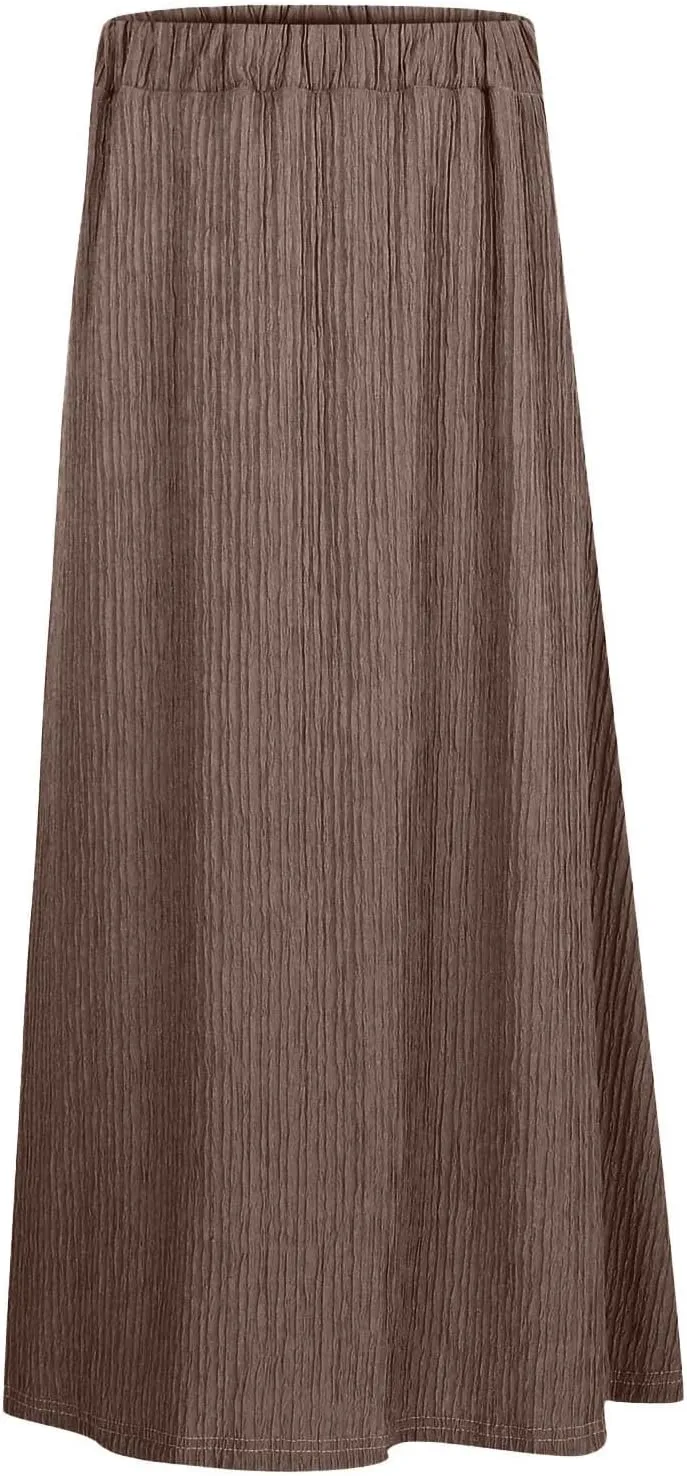 Skirts for Women Elegant Women's High Waist Midi Skirt Vintage French Pleated A Line Flared Slimming Fashion