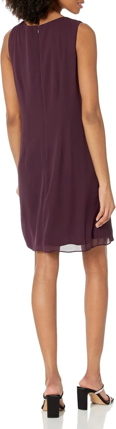 S.L. Fashions Women's Chiffon Tier Jacket Dress with Beaded Neck and Cuffs
