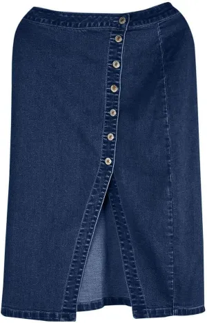 Solid Women Fashion Denim Pencil Skirt High Waisted Blow Knee Blue Jeans Skirts Plus Size Button Costume Leather