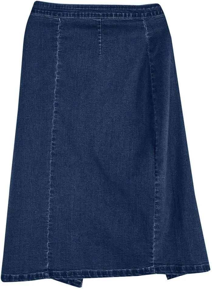 Solid Women Fashion Denim Pencil Skirt High Waisted Blow Knee Blue Jeans Skirts Plus Size Button Costume Leather
