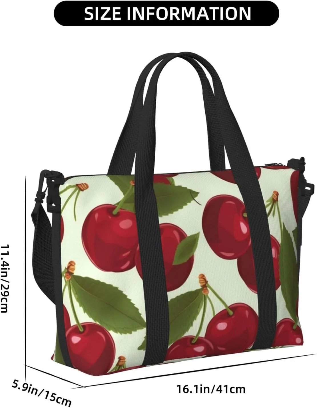Sports Gym Bag for Women Men Travel Duffel Bag Tote Cherry fruit Weekender Bag Canvas Carry on Overnight Bag for Travel Swimming Fitness Workout Sports Duffle Bag