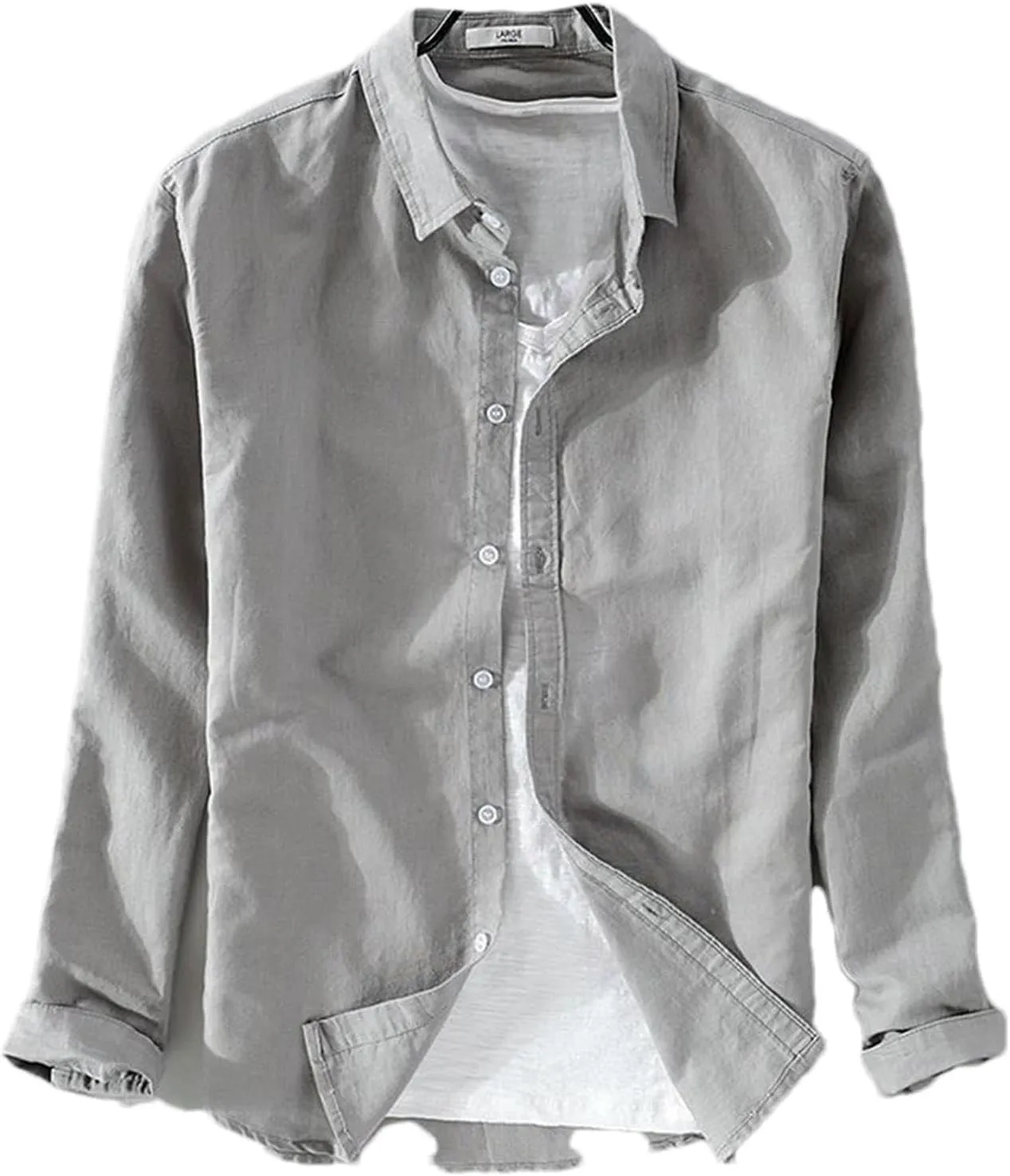 Spring and Summer Japanese Style Thin Short-Sleeved Linen Shirt Men's Casual Cotton and Linen Long-Sleeved Shirt Tops
