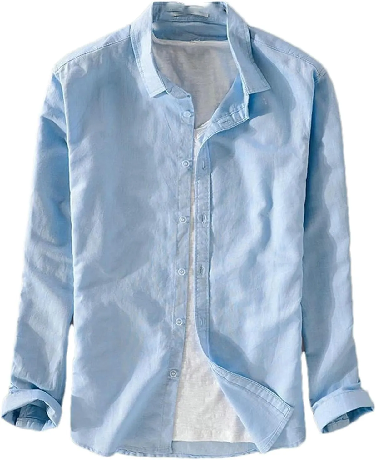 Spring and Summer Japanese Style Thin Short-Sleeved Linen Shirt Men's Casual Cotton and Linen Long-Sleeved Shirt Tops