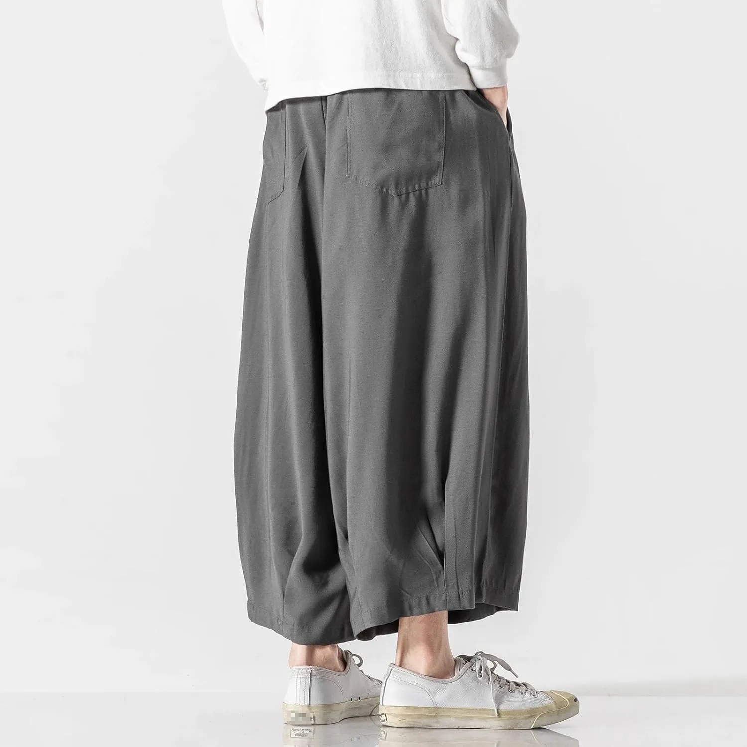 Spring Summer Hip Hop Wide Leg Pants Men Chinese Style Loose Trousers Male Joggers Ankle-Length Harem Pants