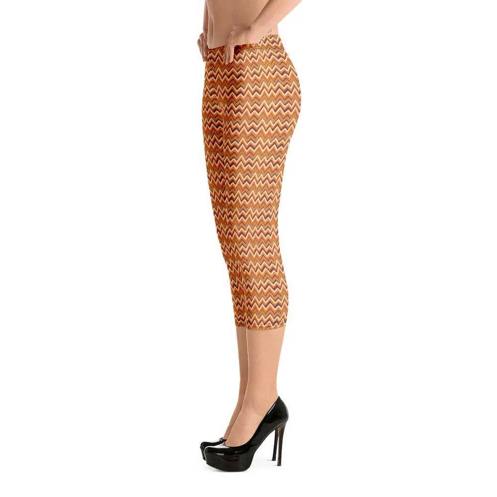 Spring Zig Zag Capri Leggings for women
