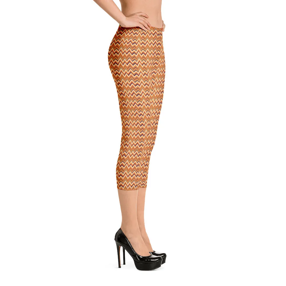 Spring Zig Zag Capri Leggings for women