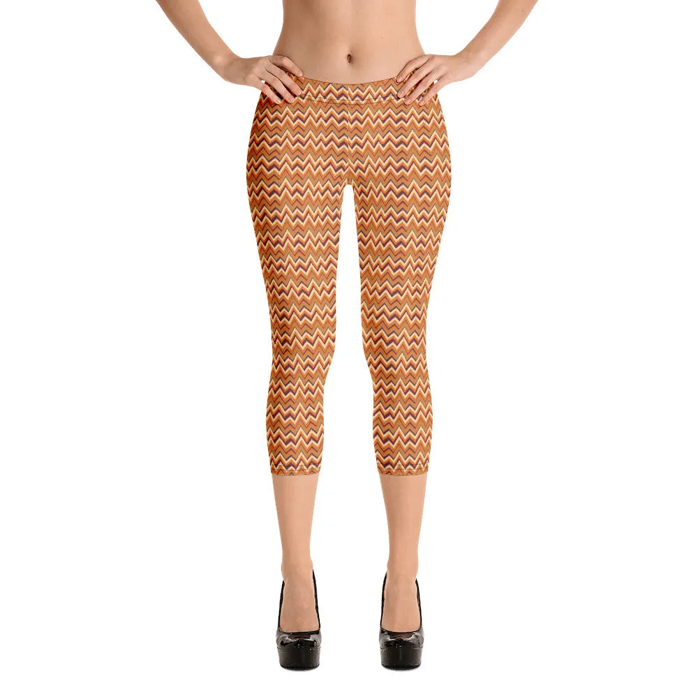 Spring Zig Zag Capri Leggings for women