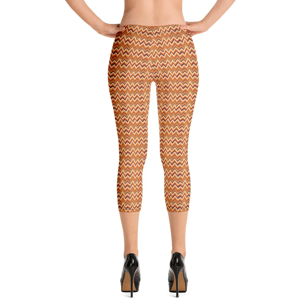 Spring Zig Zag Capri Leggings for women